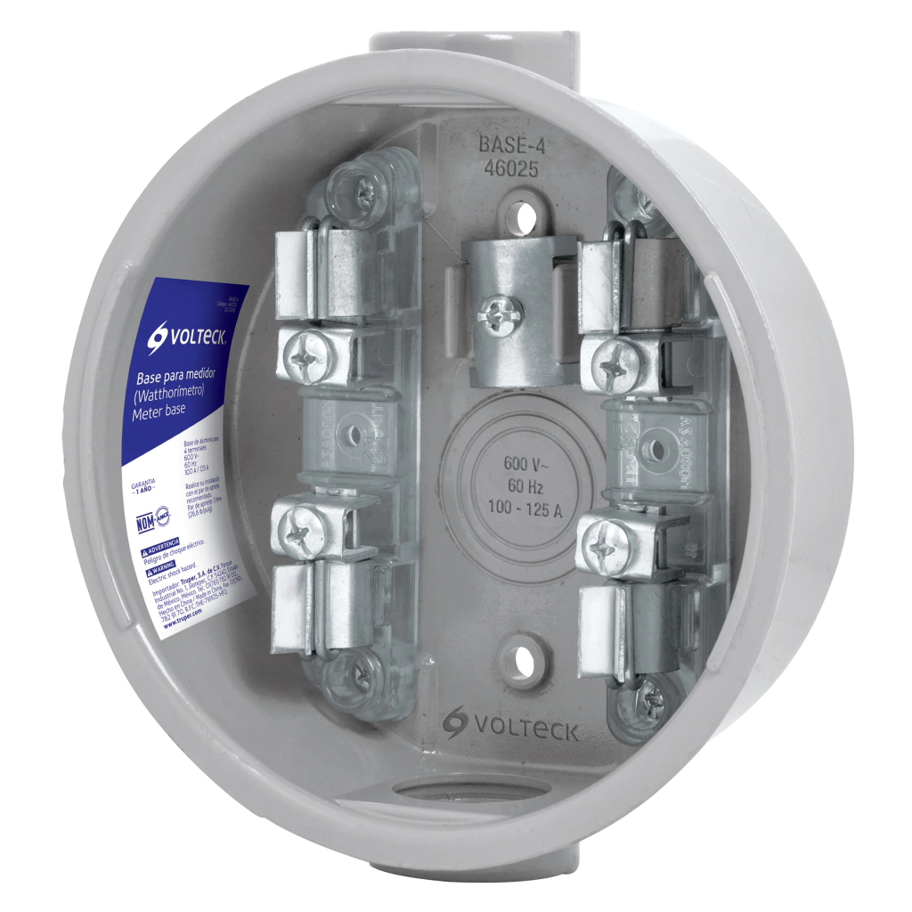 [46025 BASE-4] Base Para Watthorimetro 4 Terminales Volteck BASE-4