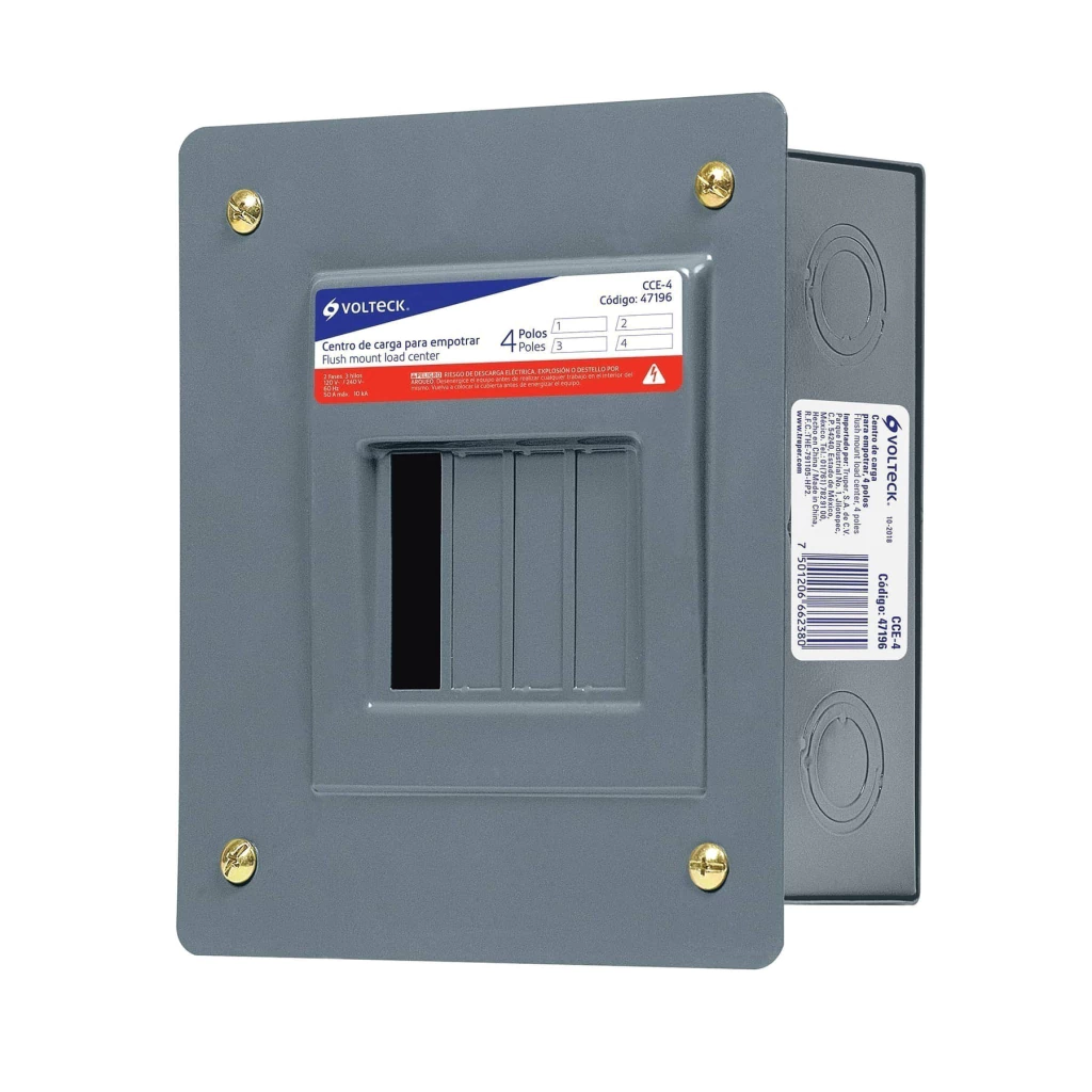 [47196 CCE-4] Centro De Carga Metalico 4 Polos 50A De Empotrar Volteck CCE-4