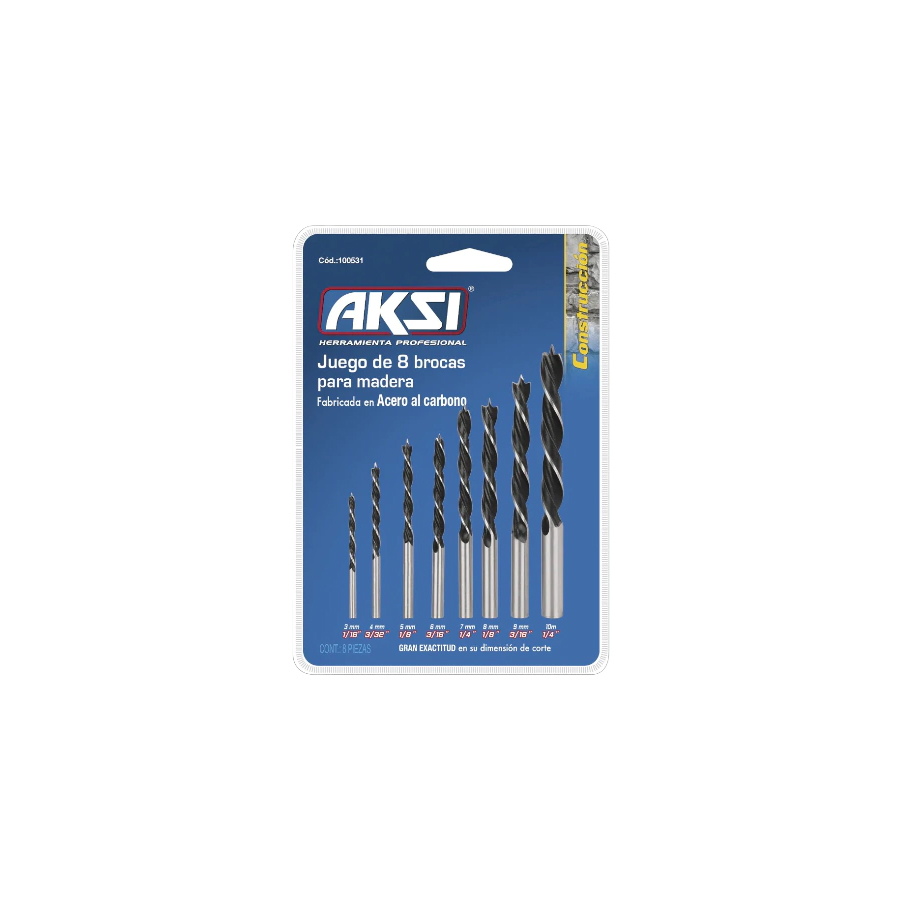 Juego De Brocas Para Madera 8 Piezas AKSI 100531