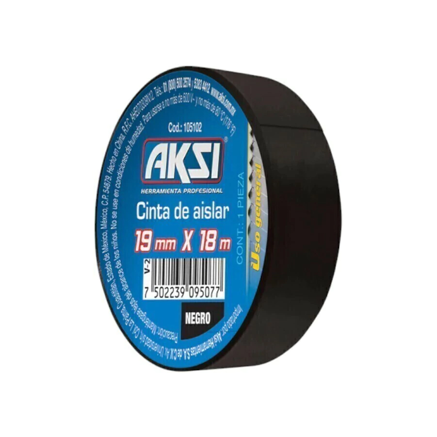 Cinta De Aislar Negra 19 Mm X 18M AKSI 105102