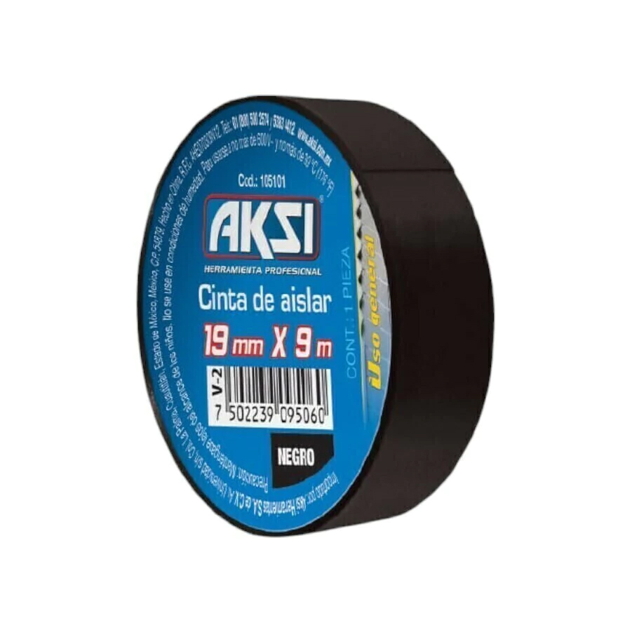 Cinta De Aislar Negra 19 Mm X 9M AKSI 105101