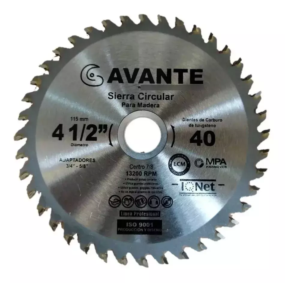 Disco De Corte Madera 41/2 Dentado Avante SC4