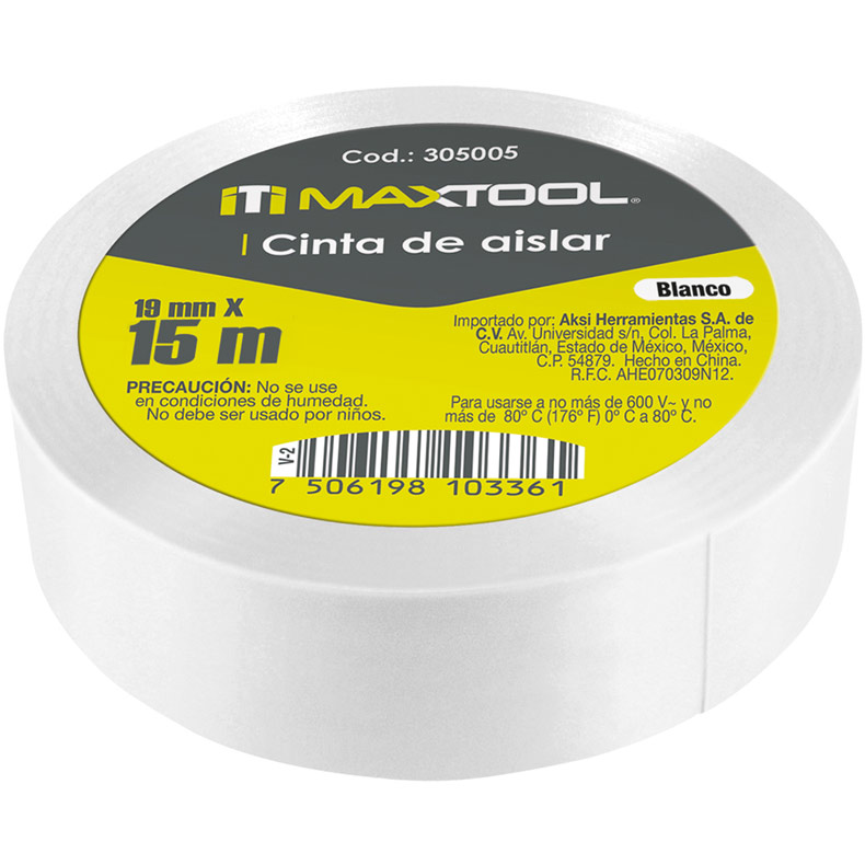 Cinta De Aislar Blanca 18Mmx15M AKSI 305005